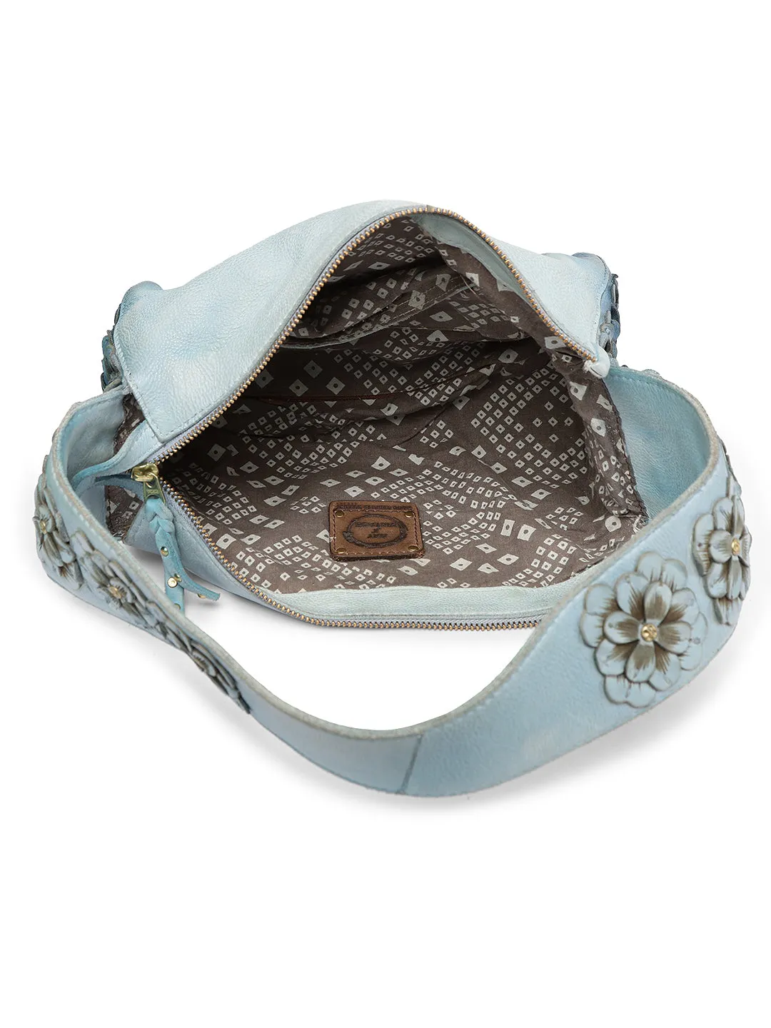 Azure Aster Charm: Elevate Your Look with Our Blue Leather Shoulder Bag