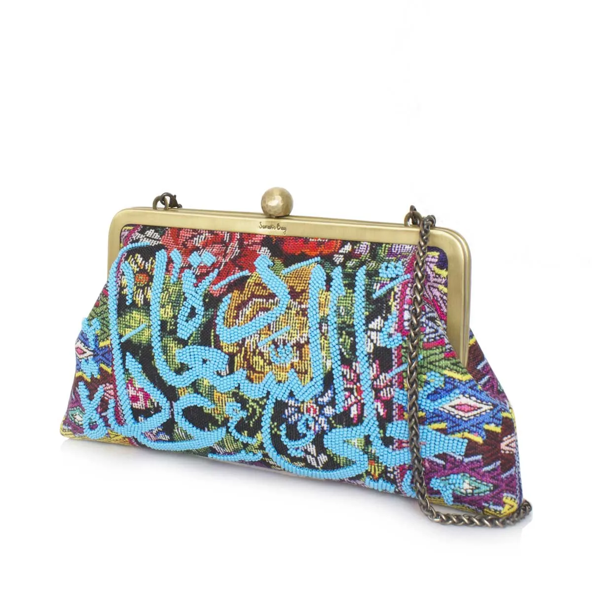 BLUE CALLIGRAPHY ON FLORAL CLASSIC BAG