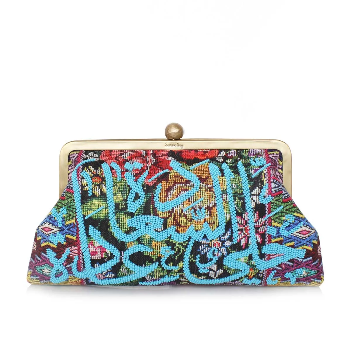 BLUE CALLIGRAPHY ON FLORAL CLASSIC BAG