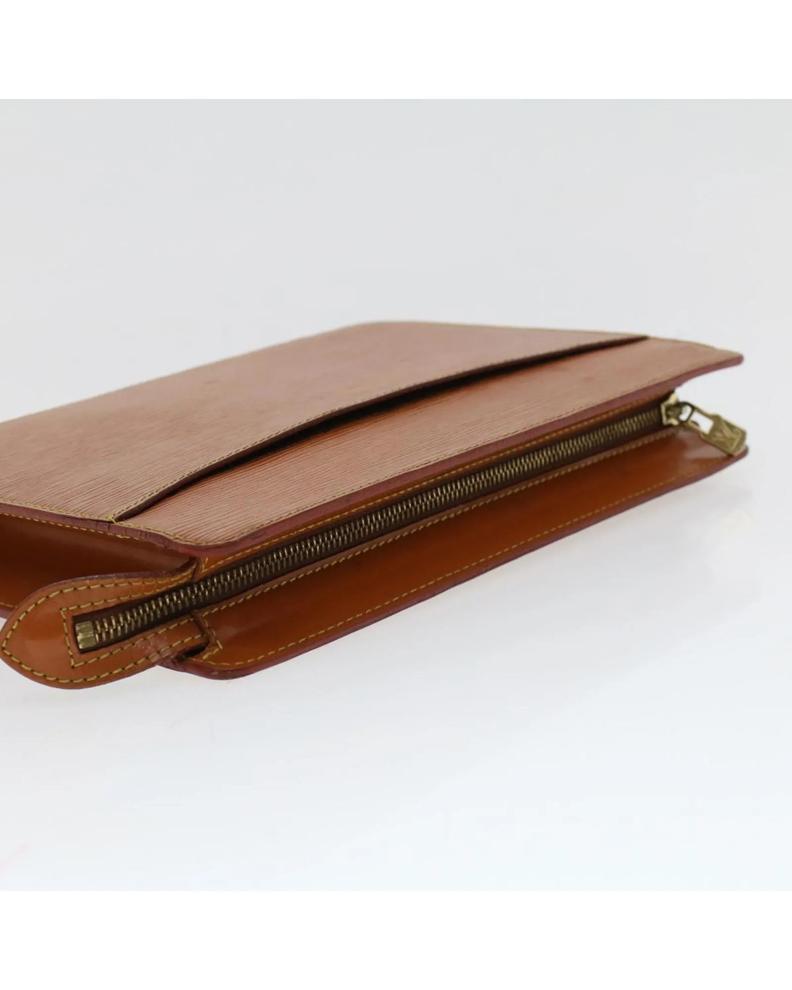 Brown Epi Leather Clutch Bag