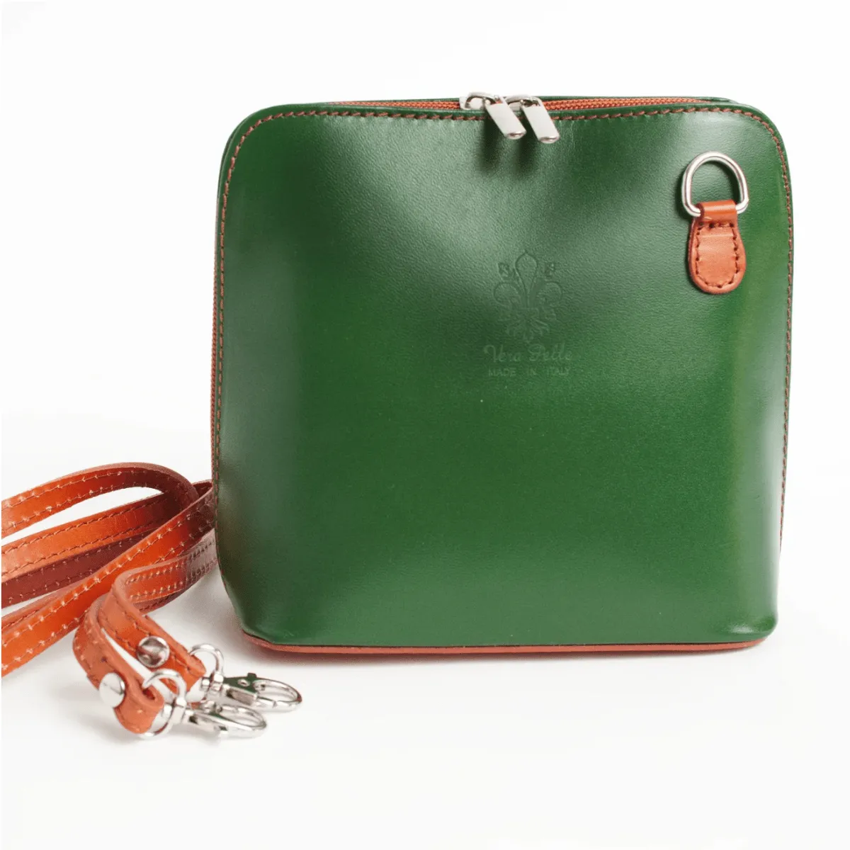 Cream Mini Structured Italian Leather Crossbody Bag
