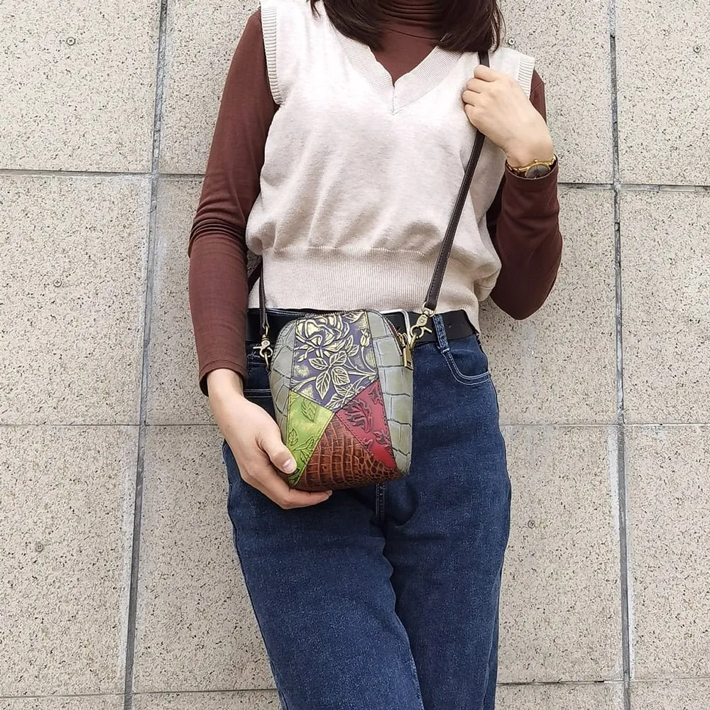Floral Chic Bucket Mini Crossbody Tote
