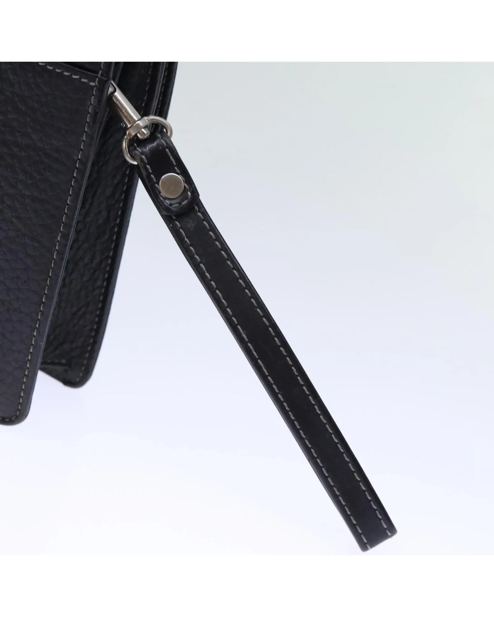 Leather Black Clutch Bag with Key Accessory