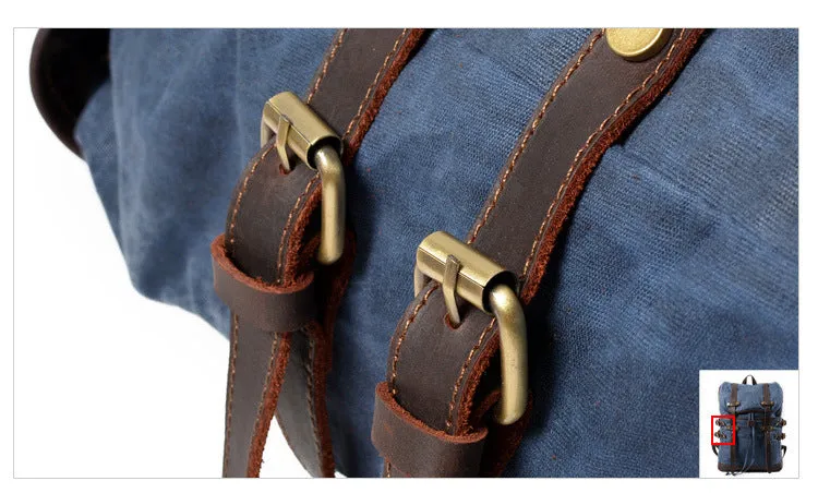 Leisure Leather Canvas Hiking Backpack 9159