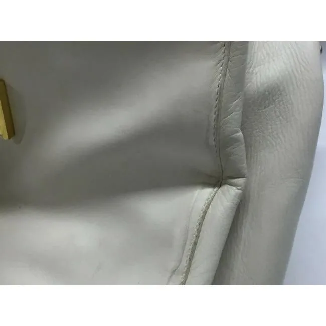 Prada Vitello Daino Handle Style Purse Super Soft White Leather Satchel