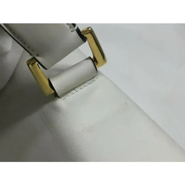 Prada Vitello Daino Handle Style Purse Super Soft White Leather Satchel