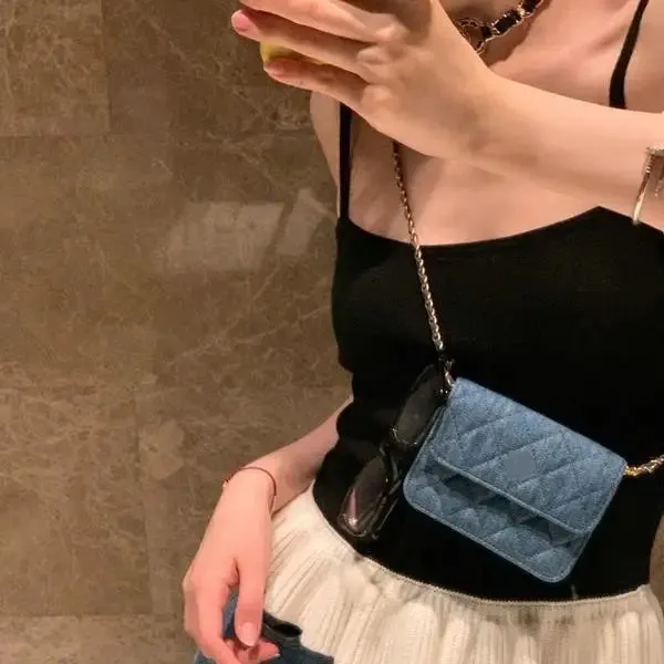 UAKISS  -  JIAERDI Denim Mini Messenger Bag Women Summer Rhombic Pattern Casual Y2k Purses Female Vintage Harajuku Solid Crossbody Bags