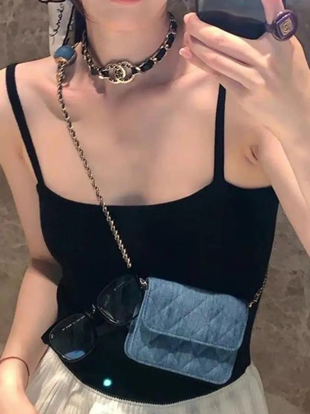 UAKISS  -  JIAERDI Denim Mini Messenger Bag Women Summer Rhombic Pattern Casual Y2k Purses Female Vintage Harajuku Solid Crossbody Bags